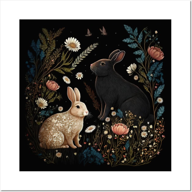 Whispery Rabbits Whiffing at The Witching Hour Wall Art by All Folked Up